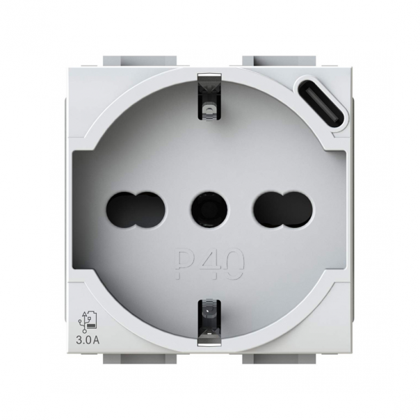 Utičnica USB P40 (1 suko+1 USB C) Vimar Plana bela 4B.V14.P40.USB - EP3034404