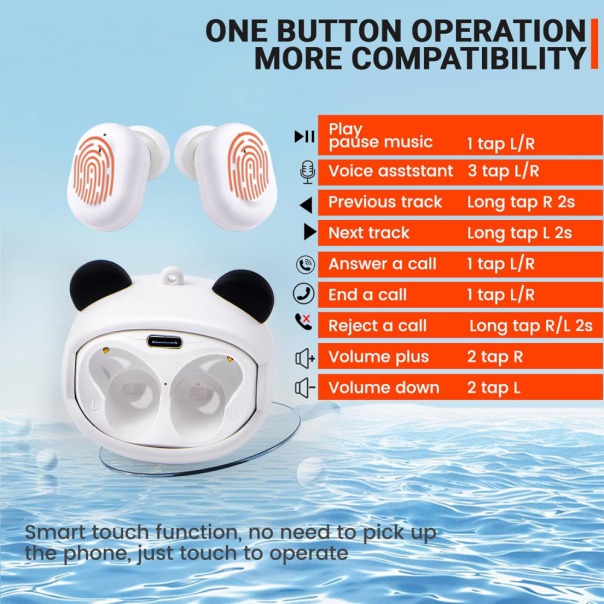 Bluetooth slušalice Panda bele - EP3125349