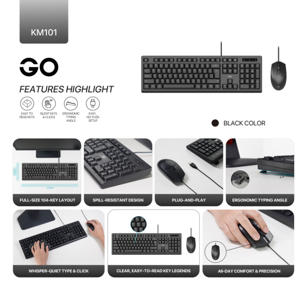 Combo miš i tastatura Fantech GO KM-101 crni - EP3148566