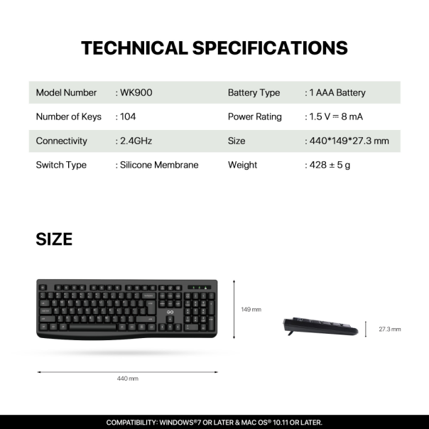 Combo miš tastatura wireless Fantech WK-900 GO crni - EP3148569