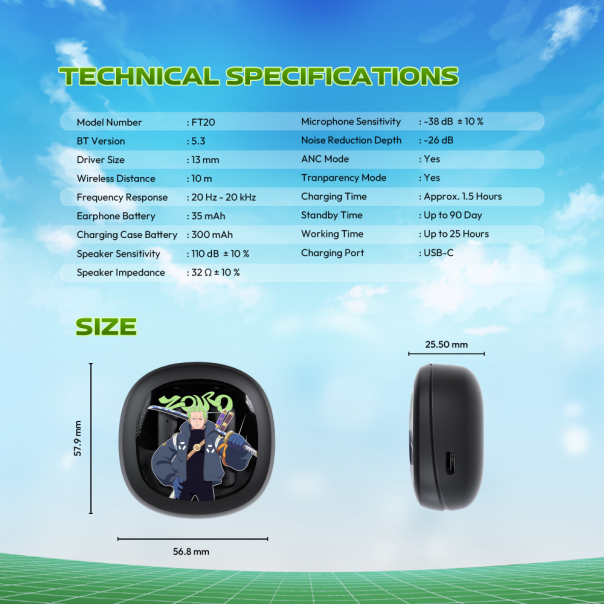 Slušalice Wireless Fantech  FT20 OP Groove ANC ONE PIECE - ZORO - EP3148554
