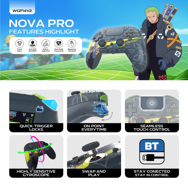 Joypad Wireless Fantech WGP14V2 OP EOS PRO II ONE PIECE - ZORO - EP3148488