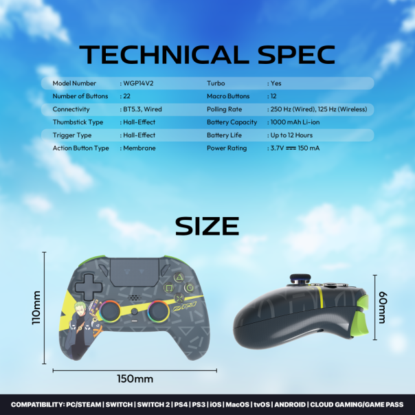 Joypad Wireless Fantech WGP14V2 OP EOS PRO II ONE PIECE - ZORO - EP3148488