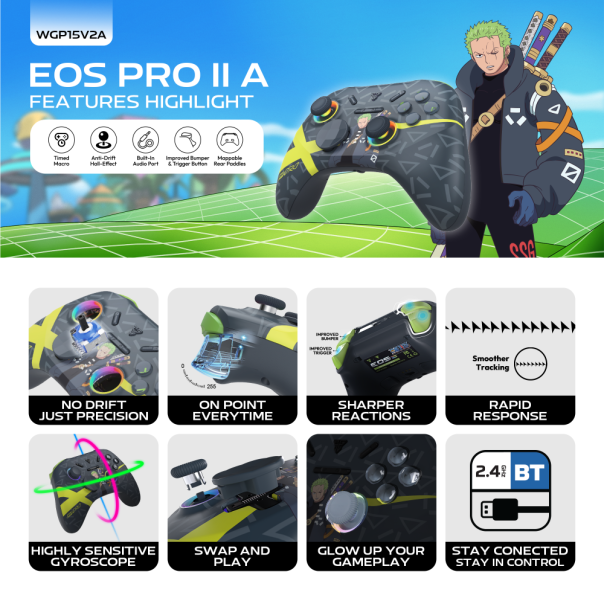 Joypad Wireless Fantech WGP15V2A OP EOS PRO II ONE PIECE - ZORO - EP3148500