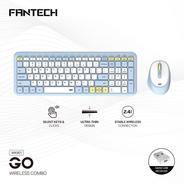 Combo miš tastatura wireless Fantech WK-901 GO plavi - EP3196186