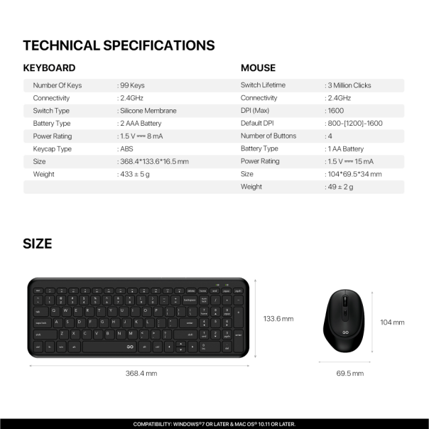 Combo miš tastatura wireless Fantech WK-901 GO plavi - EP3196186
