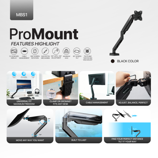 Nosač za monitor Fantech WorkStation ProMount MBS1 crni - EP3196198