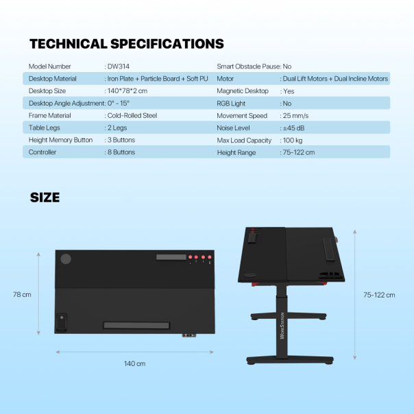 Sto Gaming Fantech DW314 ZURICH podesivi Ergonomski Magnetic Desk crni - EP3196312