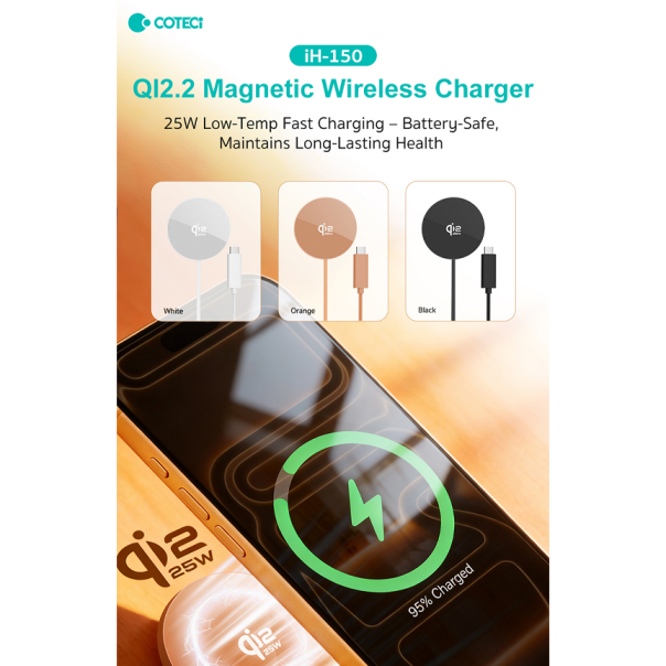 Wireless punjač magnetic Coteci iH-150 Qi2.2 25W beli - EP3134847