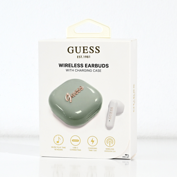 Bluetooth slušalice Guess Script Metal Logo zelene (GUTWSJ7BTE4GN) - EP3198998
