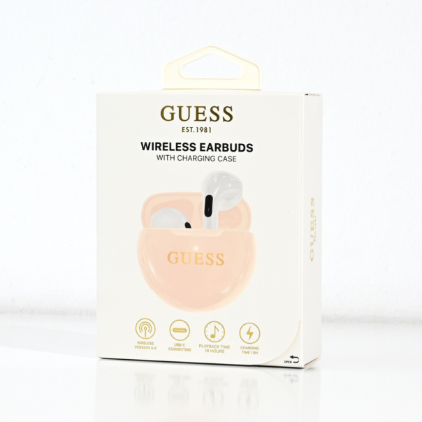 Bluetooth slušalice Guess TWS Small Round Gold Classic Logo print bez (GUTWSH1HGCDE) - EP3199004