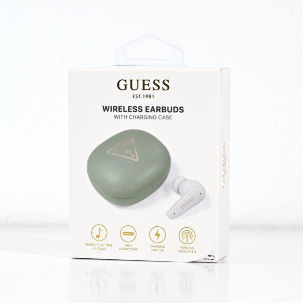 Bluetooth slušalice Guess TWS Flat Triangle Logo Electroplated zelene (GUTWST7FCETN) - EP3199001