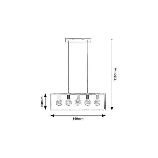 Rabalux Visilica Indigo E27 5x MAX 40W crna (2294) - 2294-1-1