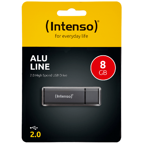 (Intenso) USB Flash drive 8GB Hi-Speed USB 2.0, ALU Line - USB2.0-8GB/Alu-a - EP2952412