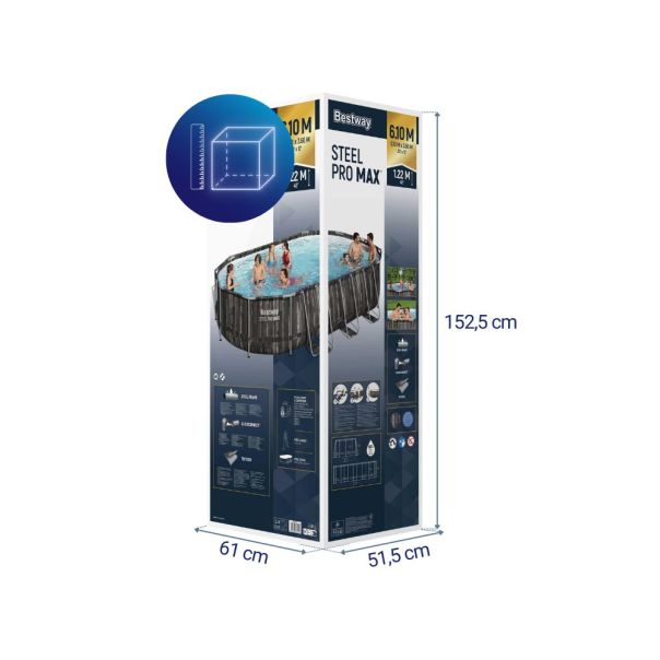 BESTWAY Ovalni bazen za metalnim okvirom, merdevinama i filter pumpom  610x366x122cm Power - 3962