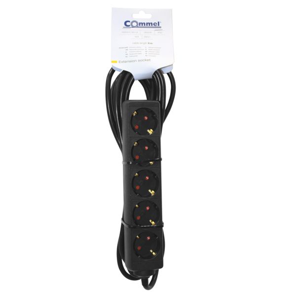 COMMEL Produžni kabl sa 5 utičnica H05VV-F 3G1,5, crna - C232-523