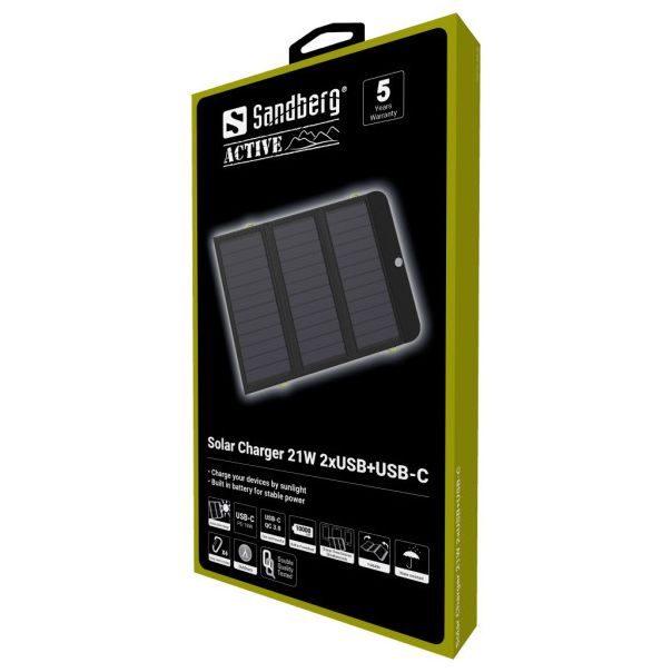 SANDBERG Solarni punjač 420-55 21W 2xUSB+USB-C - 184098