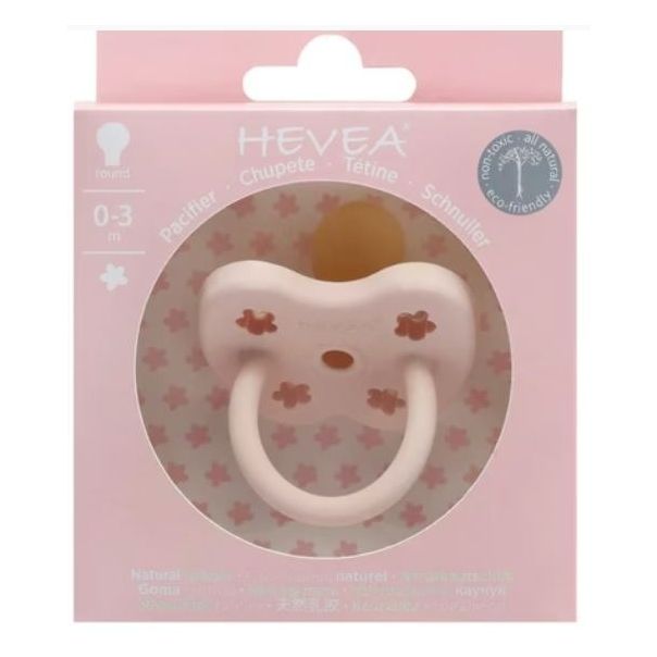 HEVEA Okrugla cucla od prirodne gume (0-3 mes) Puder roza - 234311