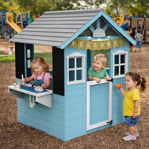 Dečija drvena kućica za igru KINDER HOME sa kuhinjom - EP2882600