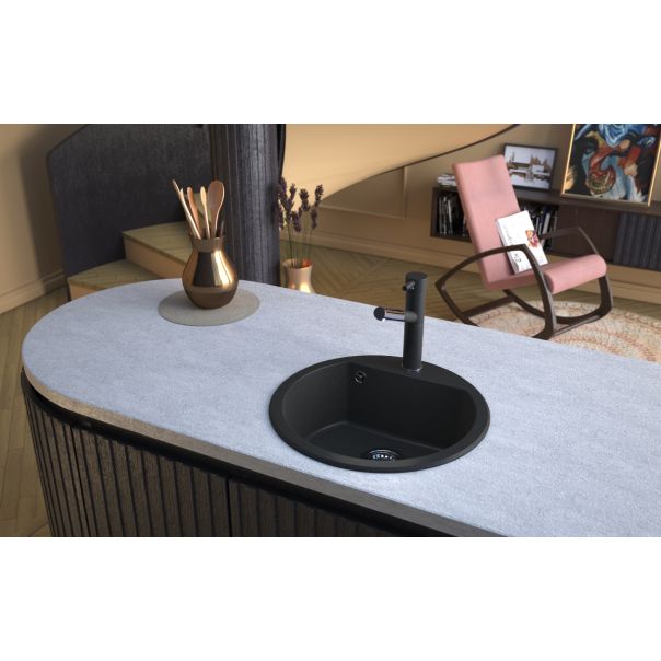 SANDONNA Granitna sudopera 51cm Lena, mat crna - 2404-1-1-1