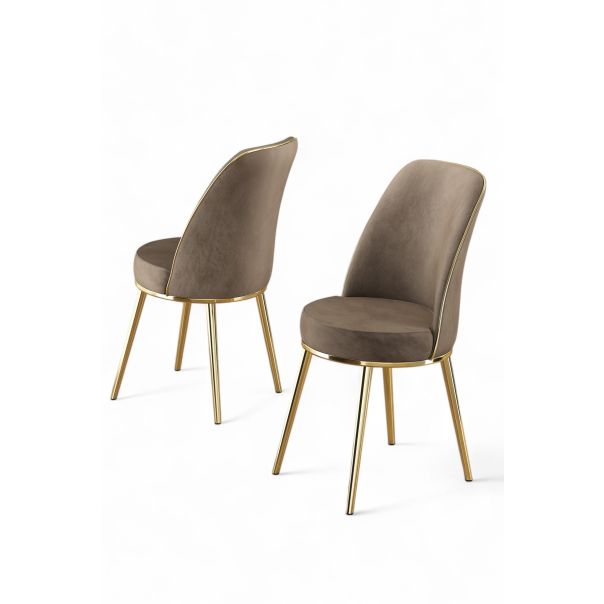HANAH HOME Set trpezarijskih stolica Pefa 2/1, kapućino/zlatna - EP3056688
