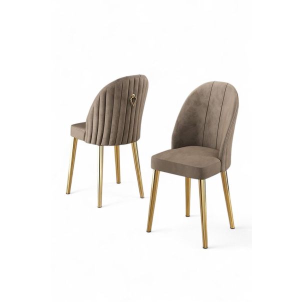 HANAH HOME Set trpezarijskih stolica Mara 2/1, kapućino/zlatna - EP3056693