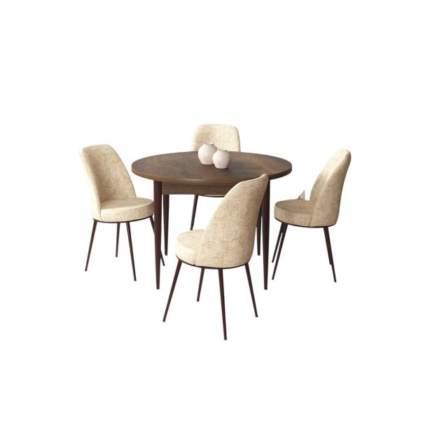 HANAH HOME Set trpezarijski sto i stolice 4/1 Tor, tamno braon/krem - EP3132544
