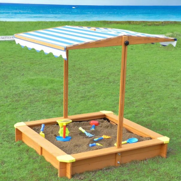 KINDER HOME Dečiji pesčanik KINDER HOME, podesivi i vodootporni poklopac za senku protiv UV zračenja - 2410