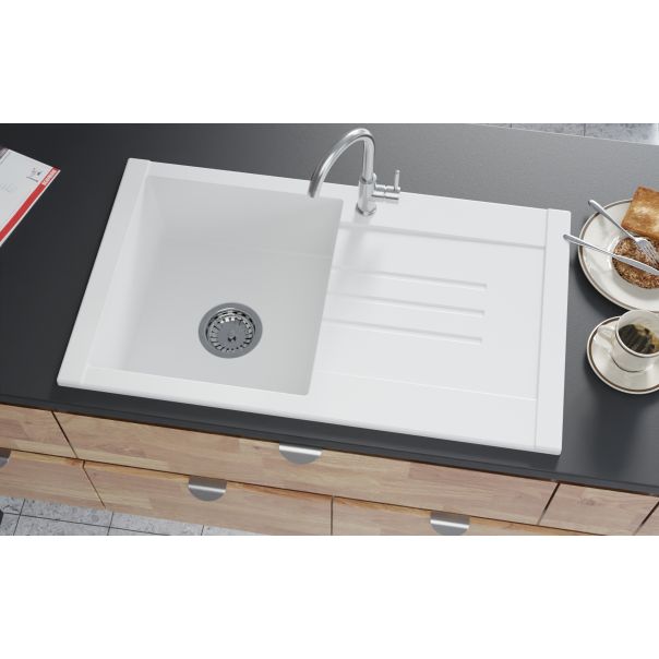 SANDONNA Granitna sudopera sa oceđivačem 76x44cm Arona, bela - 2413