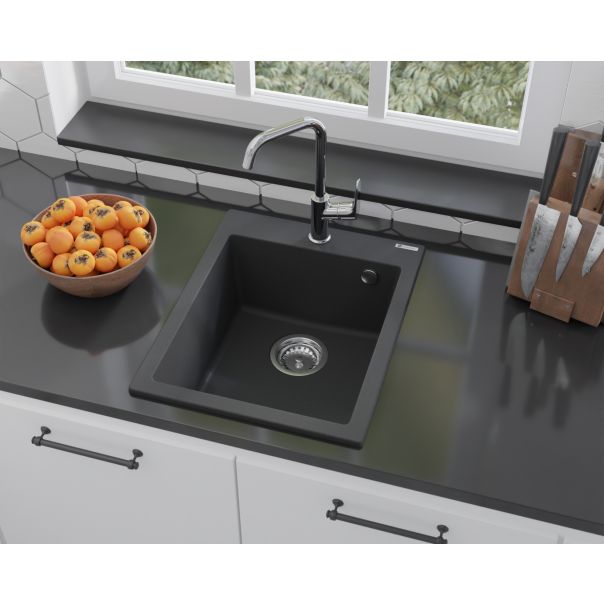 SANDONNA Granitna sudopera 40x50cm Vesta, mat crna - 2416-1