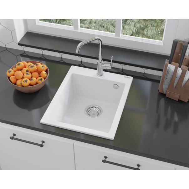 SANDONNA Granitna sudopera 40x50cm Vesta, bela - 2417-1-1
