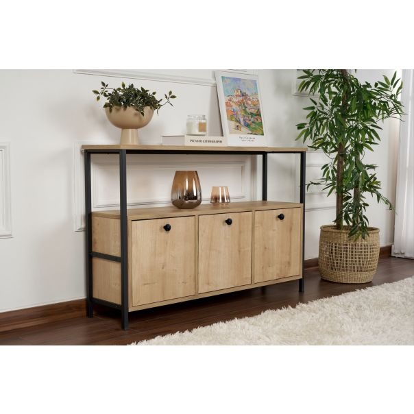 NORDURE Komoda Solace, svetlo braon/crna - EP3056753