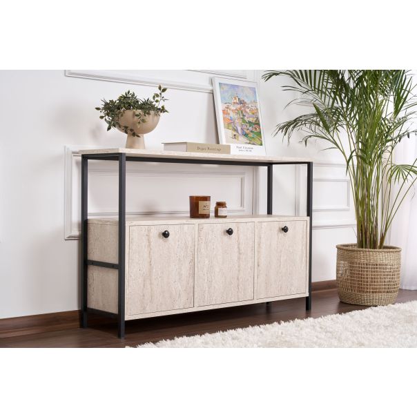 NORDURE Komoda Solace, mermerna krem/crna - EP3056765