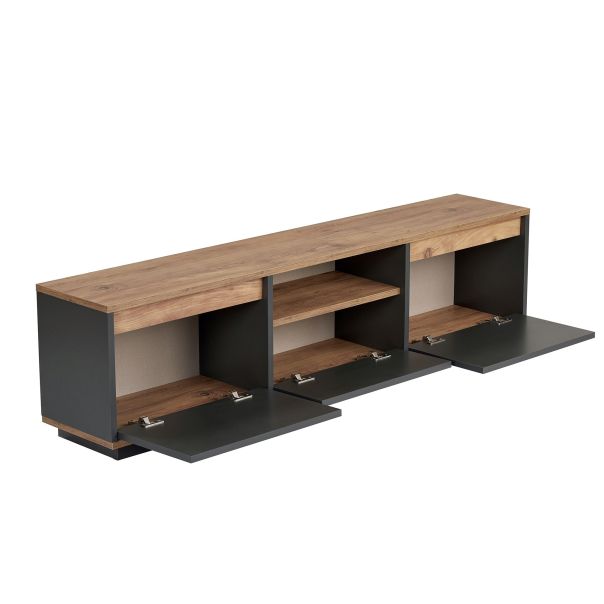 NORDURE TV komoda Sentinel, antracit/braon - EP3056777