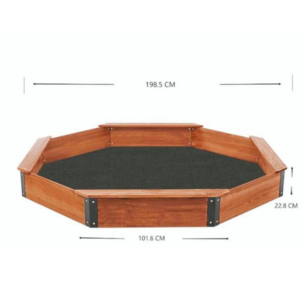 KINDER HOME Veliki dečiji peščanik KINDER HOME, drveni osmougaonik, vodootporna navlaka - 2433-1