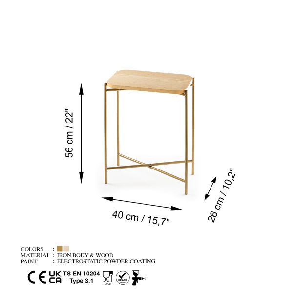 HANAH HOME Pomoćni sto Shb-003-A, braon/zlatna - EP3056795