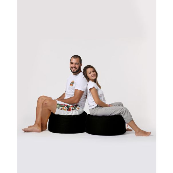ATELIER DEL SOFA Baštenski lazy bag - tabure Round, crna - 248FRN1318