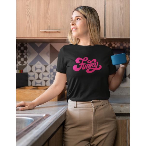 TAMANITZA Ženska crna majica FUNKY PINK - Tamanitza67