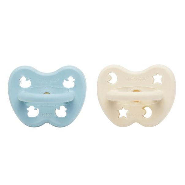 Hevea ortodontska cucla od prirodne gume Bebi plava i mlečno bela (0-3 mes) 2 kom - 250341-1