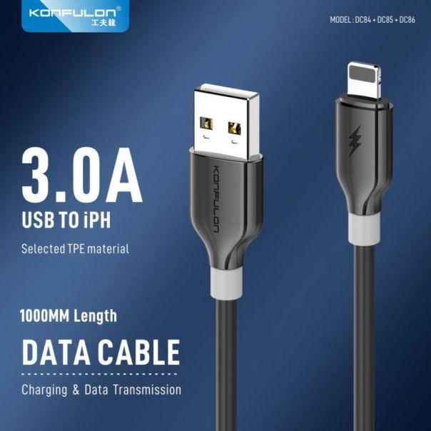 Auto punjac KONFULON C95Q + DC85 QC3.0 20W, PD 20W sa iPhone lightning kablom crni 1m - EP3084063