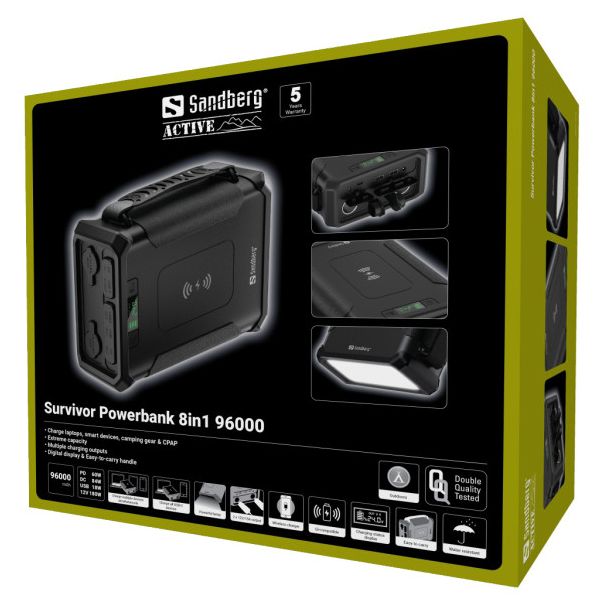 SANDBERG Powerbank SURVIVOR USB-C/A/PD/DC 12V 420-78, PD60W, 96000 mAh - 186630