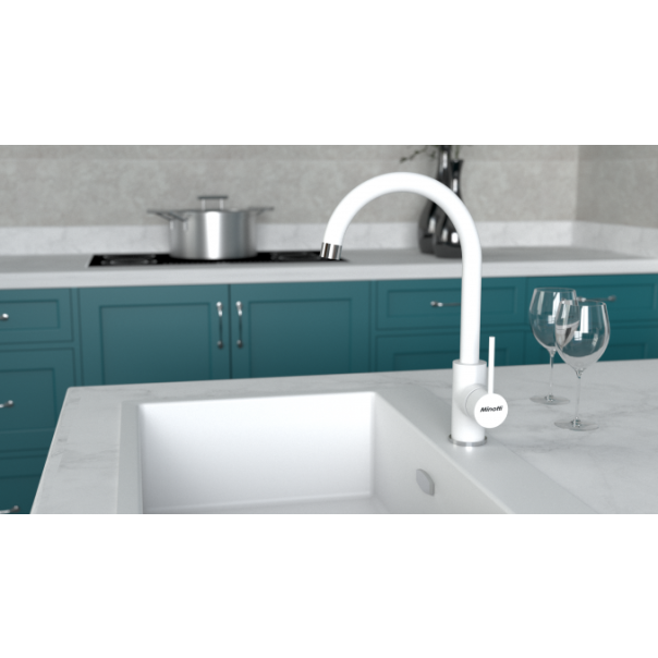 MINOTTI Baterija za sudoperu MINOTTI TUBO sa 2 cevi labud bela boja - 8605030606448