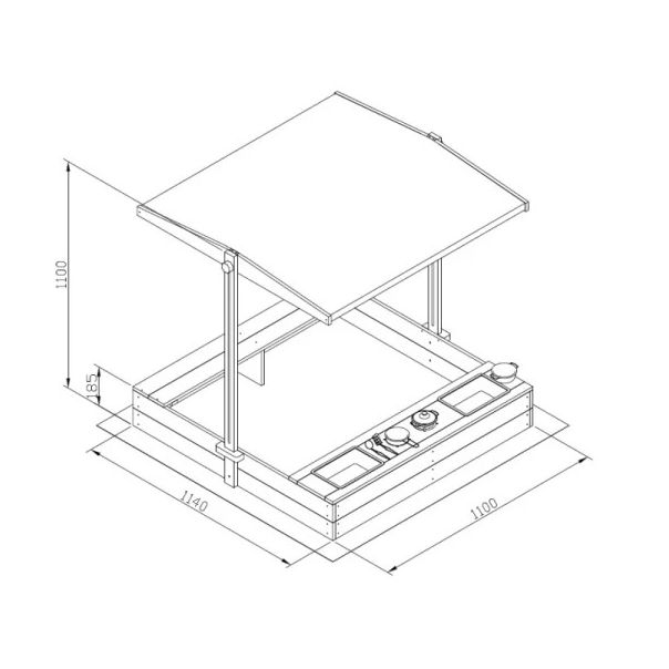 Dečiji drveni peskarnik za igru 3 u 1 sa kuhinjom, klupom i suncobranom sa UV zaštitom - EP2882597