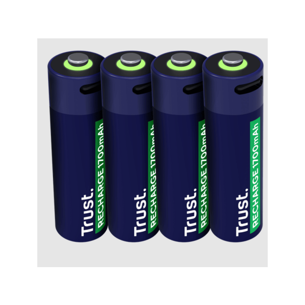 TRUST Punjive baterija USB-C 4P - AA, (4 kom), USB-C kabel 4P, crna - 25631-1-1