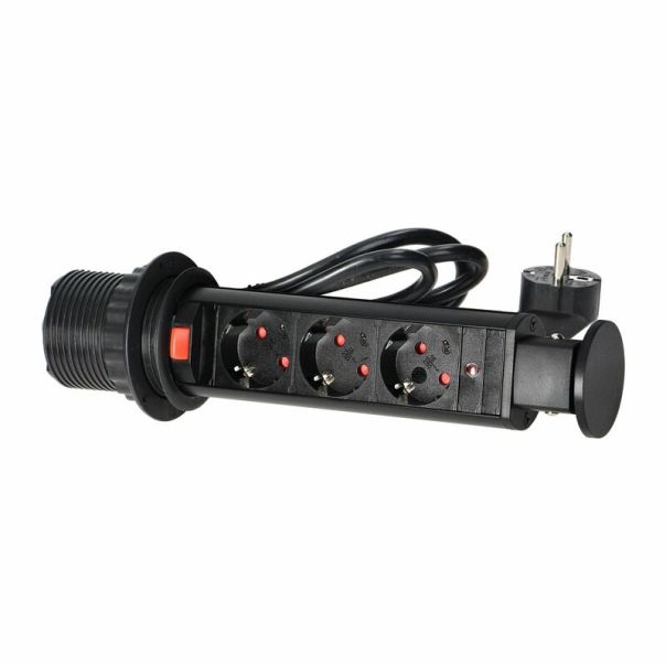 ORNO Stoni produžni kabl Pop-up 3x2P+E 1.8m, crna - ORNOR-AE-1347(GS)-B