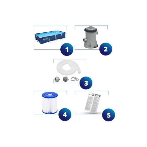 BESTWAY Bazen sa metalnim okvirom  i filter pumpom 400x211x81cm Steel Pro - 1669-1