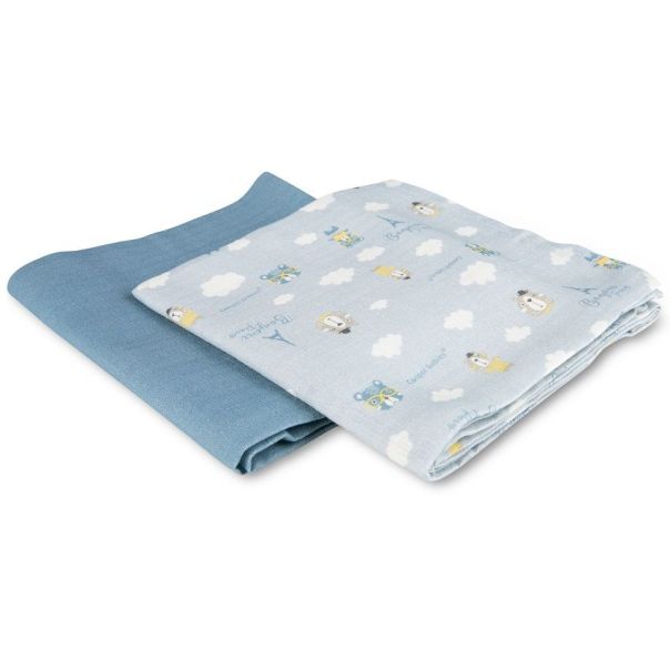 CANPOL Babies muslin pelena Bonjour Paris blue 2/1 70x70cm - 26-901_blu