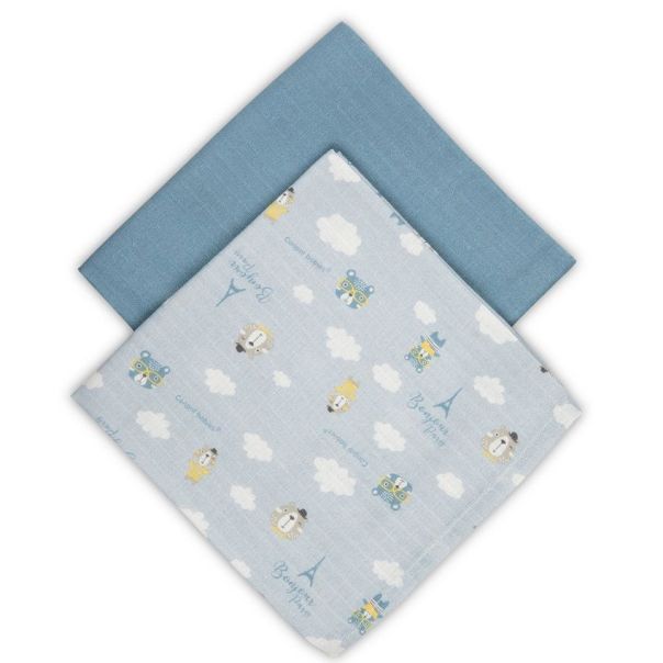 CANPOL Babies muslin pelena Bonjour Paris blue 2/1 70x70cm - 26-901_blu