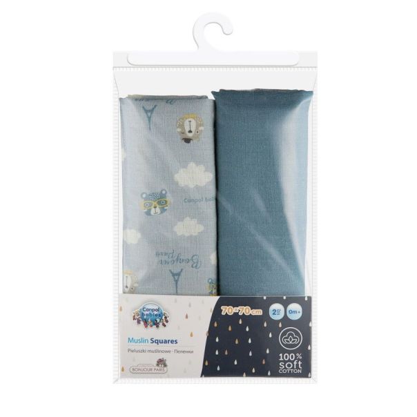 CANPOL Babies muslin pelena Bonjour Paris blue 2/1 70x70cm - 26-901_blu