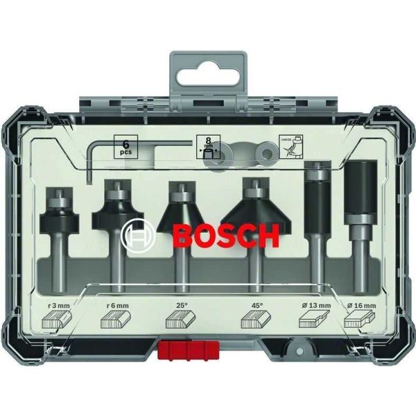 BOSCH Komplet glodala, 6 komada, Trim&Edging držač od 8 mm 2607017469 - 2607017469